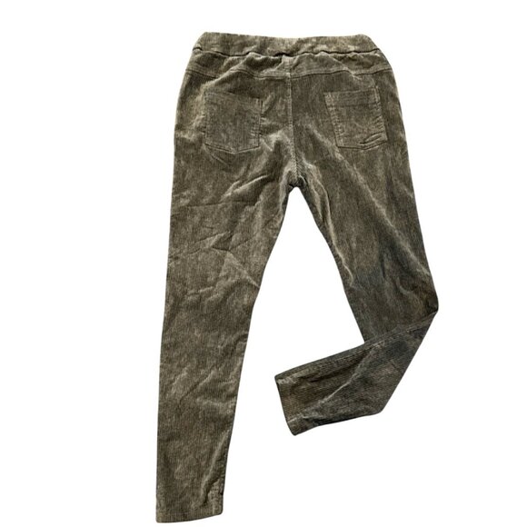 Corduroy Moss Green Drawstring Jogger Pants Italy - Picture 2 of 11